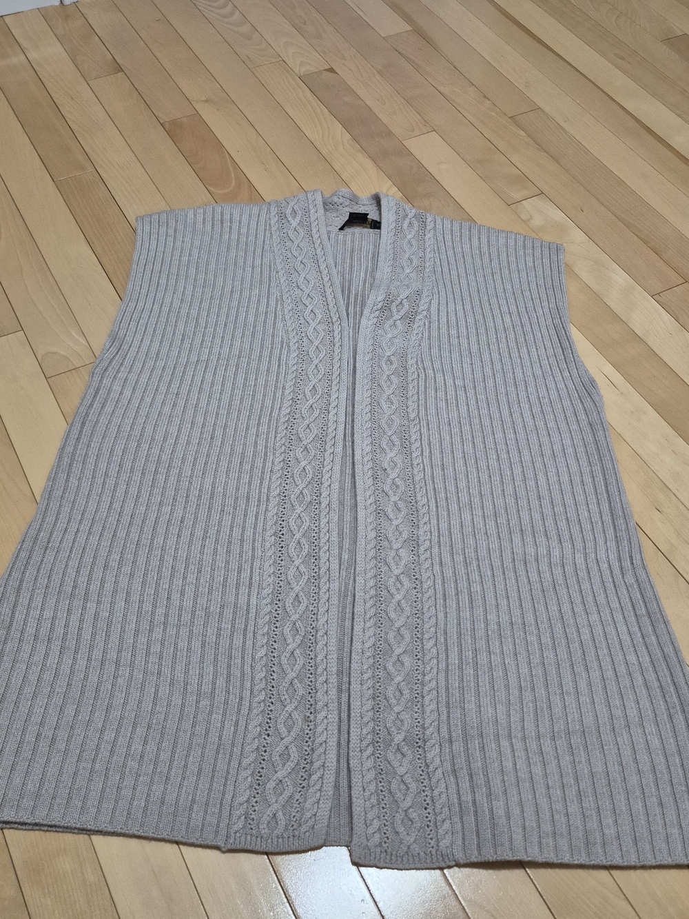 Pendleton Taupe Marino WOOL Cable Rib Knit Sleeveless Cardigan NWOT